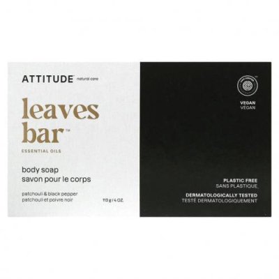 ATTITUDE, Leaves Bar, мыло для тела, пачули и черный перец, 113 г (4 унции) / Мыло для тела и рук | Аптека | V4.Ru: Маркетплейс