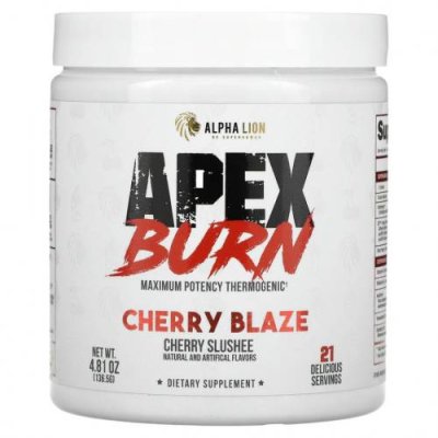 ALPHA LION, Apex Burn, Cherry Blaze, вишневое сладкое, 136,5 г (4,81 унции) / Жиросжигатели | Аптека | V4.Ru: Маркетплейс