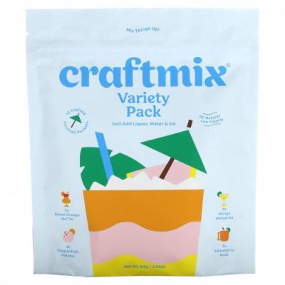 Craftmix, Пакетики для коктейлей, разнообразные, 12 пакетиков, 84 г (2,96 унции) / Напитки | Аптека | V4.Ru: Маркетплейс