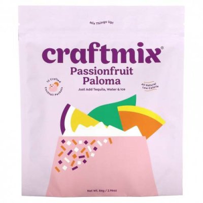 Craftmix, Пакетики для коктейлей, маракуйя и палома, 12 пакетиков по 84 г (2,96 унции) / Напитки | Аптека | V4.Ru: Маркетплейс