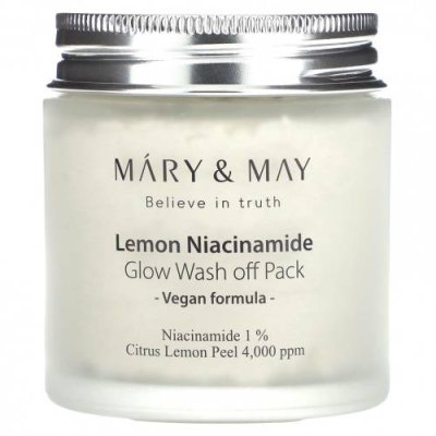 Mary&May, Lemon Niacinamide Glow, смываемая маска, 125 г (4,4 унции) / Смываемые маски для лица | Аптека | V4.Ru: Маркетплейс