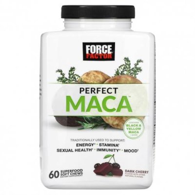 Force Factor, Perfect Maca, темная вишня, 60 жевательных таблеток Superfood / Мака | Аптека | V4.Ru: Маркетплейс