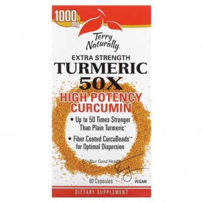 Terry Naturally, Extra Strength Turmeric 50X, высокоэффективный куркумин, 1000 мг, 60 капсул / Куркума и куркумин | Аптека | V4.Ru: Маркетплейс