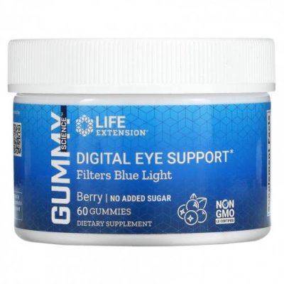 Life Extension, Digital Eye Support, средство для фильтрации синего света, ягодный вкус, 60 жевательных таблеток / Лютеин и зеаксантин | Аптека | V4.Ru: Маркетплейс