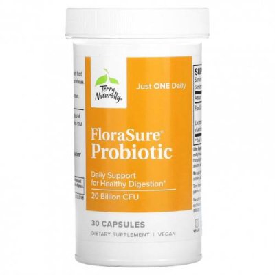 Terry Naturally, FloraSure Probiotic, 20 млрд КОЕ, 30 капсул / Пробиотики | Аптека | V4.Ru: Маркетплейс