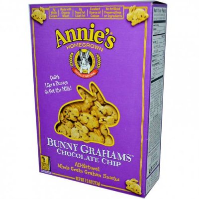 Annie's Homegrown, Bunny Grahams, Chocolate Chip, 7.5 oz (213 g) / Крекеры | Аптека | V4.Ru: Маркетплейс