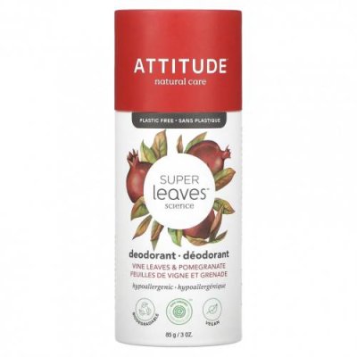 ATTITUDE, Super Leaves, дезодорант, листья винограда и гранат, 85 г (3 унции) / Дезодоранты | Аптека | V4.Ru: Маркетплейс