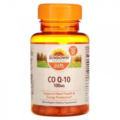 Sundown Naturals, Co Q-10, 100 мг, 100 мягких таблеток / Коэнзим Q10 (CoQ10) | Аптека | V4.Ru: Маркетплейс