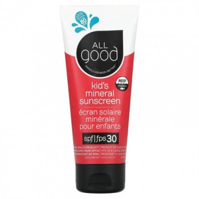 All Good Products, Минеральное солнцезащитное средство для детей, SPF 30, 89 мл (3 жидк. Унции) / Детские солнцезащитные средства | Аптека | V4.Ru: Маркетплейс