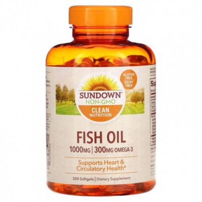 Sundown Naturals, Рыбий жир, 1000 мг, 200 капсул / Рыбий жир омега-3 | Аптека | V4.Ru: Маркетплейс