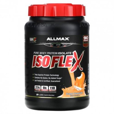 ALLMAX, Isoflex, 100% сверхчистый изолят сывороточного белка (WPI ионная фильтрация), апельсиновый шербет 2 фунта (907 г) / Изолят сывороточного протеина | Аптека | V4.Ru: Маркетплейс