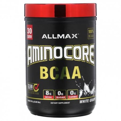 ALLMAX, AMINOCORE BCAA, белый виноград, 315 г (0,69 фунта) / BCAA | Аптека | V4.Ru: Маркетплейс