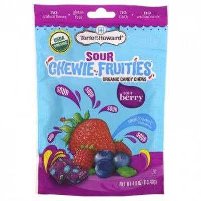 Torie & Howard, Sour Chewie Fruities, органические жевательные конфеты, с кислинкой, 113,40 г (4 унции) / Леденцы | Аптека | V4.Ru: Маркетплейс