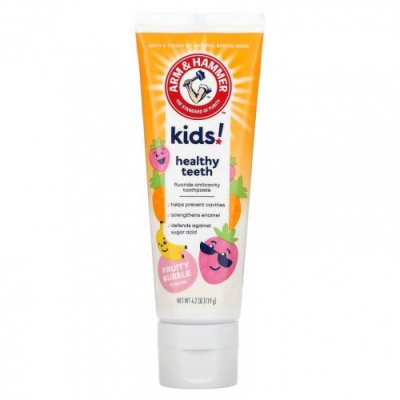 Arm & Hammer, Kids Healthy Teeth, зубная паста с фтором, против кариеса, 2 года + фруктовые пузырьки, 119 г (4,2 унции) / Зубная паста и гель | Аптека | V4.Ru: Маркетплейс