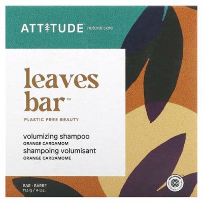 ATTITUDE, Leaves Bar, шампунь для увеличения объема, апельсиновый кардамон, 113 г (4 унции) / Шампунь | Аптека | V4.Ru: Маркетплейс