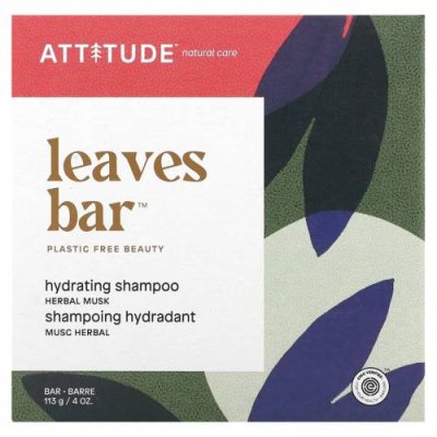 ATTITUDE, Leaves Bar, увлажняющий батончик с шампунем, травяной мускус, 113 г (4 унции) / Шампунь | Аптека | V4.Ru: Маркетплейс