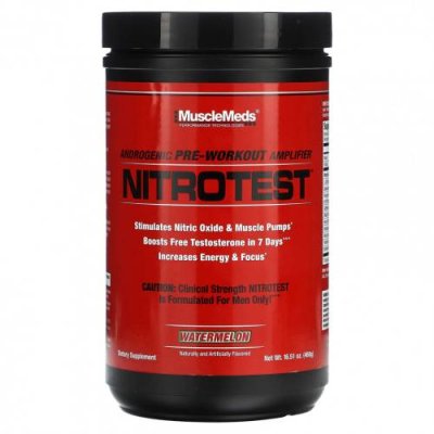 MuscleMeds, Nitrotest, андрогенный предтренировочный усилитель, арбуз, 468 г (16,51 унции) / Стимуляторы | Аптека | V4.Ru: Маркетплейс