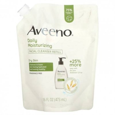 Aveeno, Ежедневное увлажнение, очищающее средство для лица, для сухой кожи, без отдушек, 16 жидк. Унций (473 мл) / Очищающие средства для лица | Аптека | V4.Ru: Маркетплейс