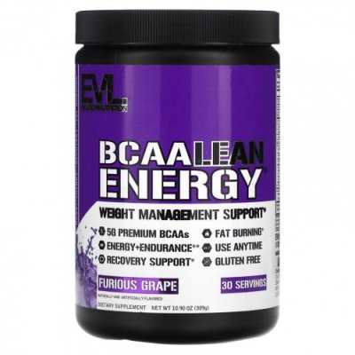 EVLution Nutrition, BCAA LEAN ENERGY, виноград яростный, 309 г (10,9 унции) / BCAA | Аптека | V4.Ru: Маркетплейс