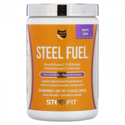 SteelFit, Steel Fuel, универсальное средство с разветвленной цепью и BCAA + Hydration Formula, виноградная сода, 330 г (11,64 унции) / BCAA | Аптека | V4.Ru: Маркетплейс