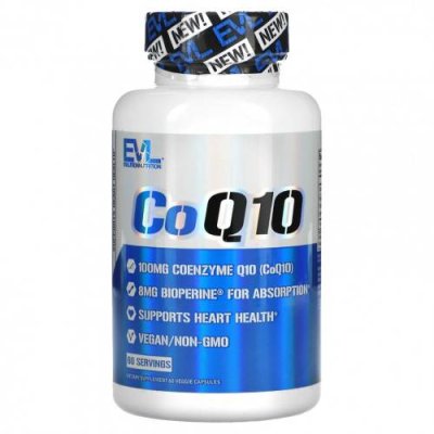 EVLution Nutrition, CoQ10, 100 mg, 60 Veggie Capsules / Коэнзим Q10 (CoQ10) | Аптека | V4.Ru: Маркетплейс