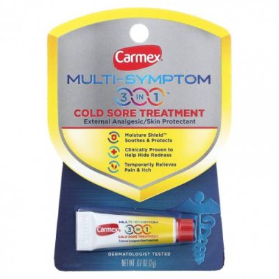 Carmex, Multi-Symptom, средство 3 в 1 от герпеса, 2 г (0,07 унции) / Средства для местного применения и мази | Аптека | V4.Ru: Маркетплейс