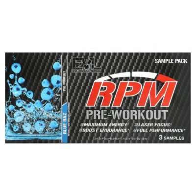 EVLution Nutrition, RPM, перед тренировкой, пробник, Blue Raz, 3 стик-пакета, 18,9 г (0,67 унции) / Стимуляторы | Аптека | V4.Ru: Маркетплейс