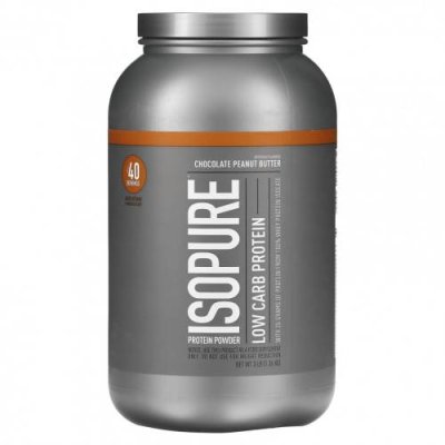 Isopure, IsoPure, Белковый порошок, Низкоуглеводный, Шоколад и арахисовое масло, 3 фунта (1,36 кг) / Изолят сывороточного протеина | Аптека | V4.Ru: Маркетплейс