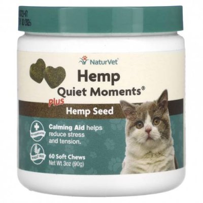 NaturVet, Hemp Quiet Moments Plus, для кошек, 60 жевательных таблеток, 90 г (3 унции) / Добавки для питомцев | Аптека | V4.Ru: Маркетплейс