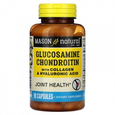 Mason Natural, Glucosamine Chondroitin with Collagen & Hyaluronic Acid, 90 Capsules / Препараты с глюкозамином | Аптека | V4.Ru: Маркетплейс