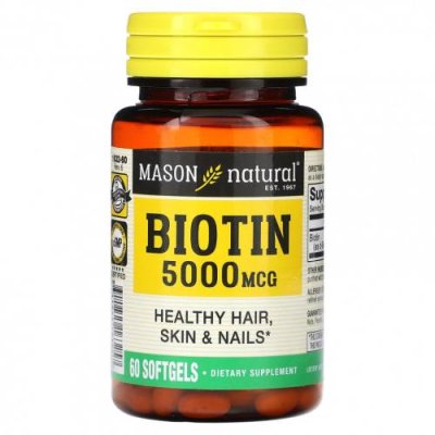 Mason Natural, Biotin, 5,000 mcg, 60 Softgels / Биотин | Аптека | V4.Ru: Маркетплейс