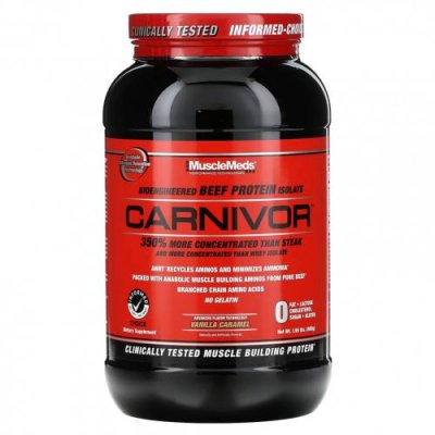 MuscleMeds, Carnivor, биоинженерный изолят говяжьего протеина, ванильная карамель, 888 г (1,95 фунта) / Говяжий белок | Аптека | V4.Ru: Маркетплейс