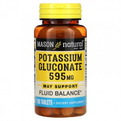 Mason Natural, Potassium Gluconate, 595 mg, 100 Tablets / Калий | Аптека | V4.Ru: Маркетплейс