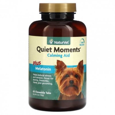 NaturVet, Quiet Moments, успокаивающее средство с мелатонином, для собак, 60 жевательных таблеток 180 г (6,3 унции) / Спокойный питомец | Аптека | V4.Ru: Маркетплейс