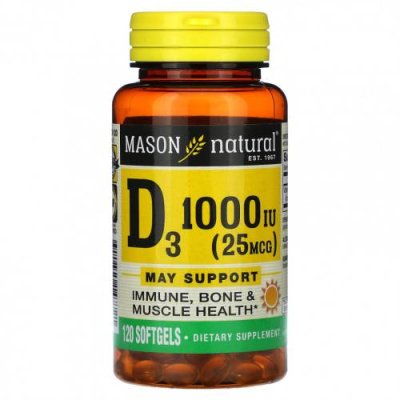 Mason Natural, Vitamin D3, 25 mcg (1,000 IU), 120 Softgels / Витамин D | Аптека | V4.Ru: Маркетплейс