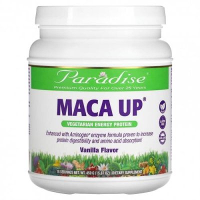 Paradise Herbs, Maca Up, Vegetarian Energy Protein, Vanilla, 15.87 oz (450 g) / Мака | Аптека | V4.Ru: Маркетплейс