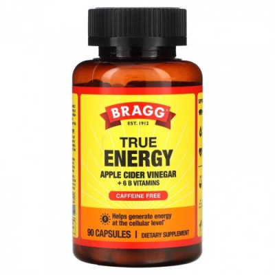 Bragg, True Energy, яблочный уксус и 6 витаминов группы B, без кофеина, 90 капсул / Яблочный уксус | Аптека | V4.Ru: Маркетплейс