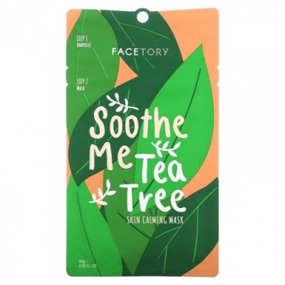 FaceTory, Soothe Me Tea Tree, 2-этапная успокаивающая маска для кожи, 1 набор, 26 г (0,92 жидк. Унции) / Тканевые маски | Аптека | V4.Ru: Маркетплейс