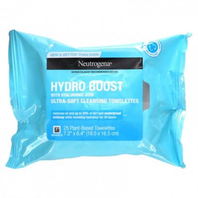 Neutrogena, Hydro Boost с гиалуроновой кислотой, ультрамягкие очищающие салфетки, 25 салфеток на растительной основе / Салфетки для лица | Аптека | V4.Ru: Маркетплейс