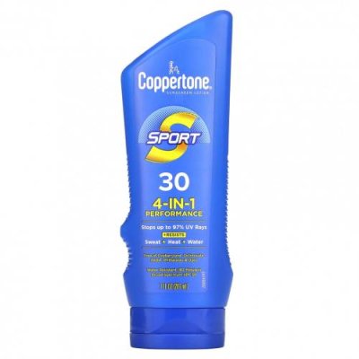 Coppertone, Sport, солнцезащитный лосьон, эффективность 4-в-1, SPF 30, 207 мл (7 жидк. Унций) / Солнцезащитные средства | Аптека | V4.Ru: Маркетплейс