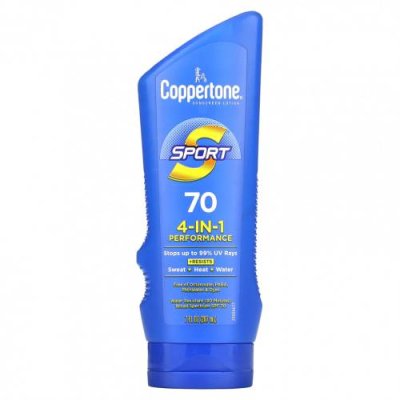 Coppertone, Sport, солнцезащитный лосьон, эффективность 4-в-1, SPF 70, 207 мл (7 жидк. Унций) / Солнцезащитные средства | Аптека | V4.Ru: Маркетплейс