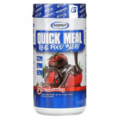 Gaspari Nutrition, Quick Meal, смесь натуральных продуктов, клубника в шоколаде, 1250 г (2,75 фунта) / Заменители пищи | Аптека | V4.Ru: Маркетплейс