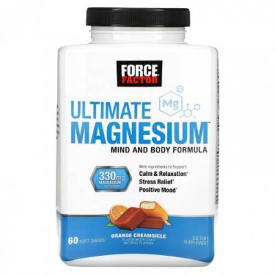 Force Factor, Ultimate Magnesium, апельсиновый крем, 165 мг, 60 жевательных таблеток / Магний | Аптека | V4.Ru: Маркетплейс