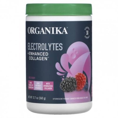 Organika, Electrolytes + Enhanced Collagen, Wild Berry, 12.7 oz (360 g) / Гидратация и электролиты | Аптека | V4.Ru: Маркетплейс