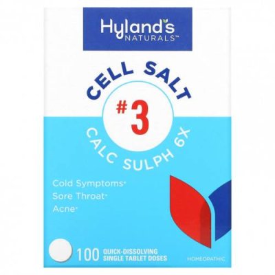 Hyland's, Cell Salt # 3, Calc Sulph 6X, 100 быстрорастворимых таблеток / Натуральные средства | Аптека | V4.Ru: Маркетплейс