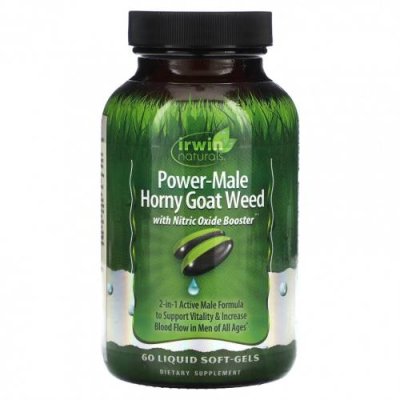 Irwin Naturals, Power-Male Horny Goat Weed, с бустером оксида азота, 60 желатиновых капсул / Горянка | Аптека | V4.Ru: Маркетплейс