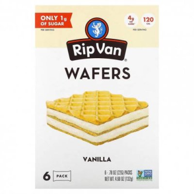 Rip Van Wafels, Ваниль, 6 пакетиков по 22 г (0,78 унции) / Печенье | Аптека | V4.Ru: Маркетплейс