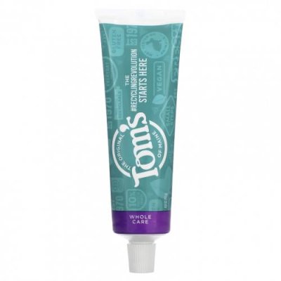 Tom's of Maine, Whole Care, Natural Anticavity Toothpaste with Fluoride, Peppermint, 4.0 oz (113 g) / Отбеливание | Аптека | V4.Ru: Маркетплейс