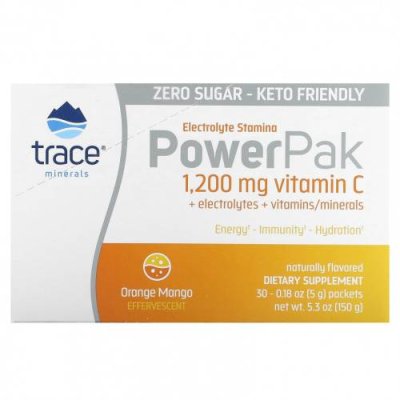 Trace Minerals ®, PowerPak, апельсин и манго, 30 пакетиков по 5 г (0,18 унции) / Витамин С | Аптека | V4.Ru: Маркетплейс