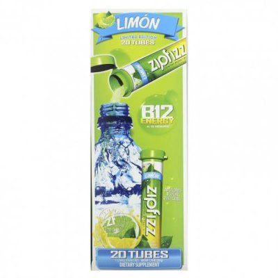 Zipfizz, Смесь для здоровой энергии с витамином B12, лимон, 20 тюбиков по 11 г (0,39 унции) / B12 | Аптека | V4.Ru: Маркетплейс